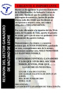 Asamblea nacional por la crisis del sector lácteo el día 30 en Valencia de Donjuán (León)