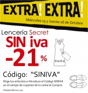 Días sin iva! Sólo hoy y mañana en Lencería Secret!